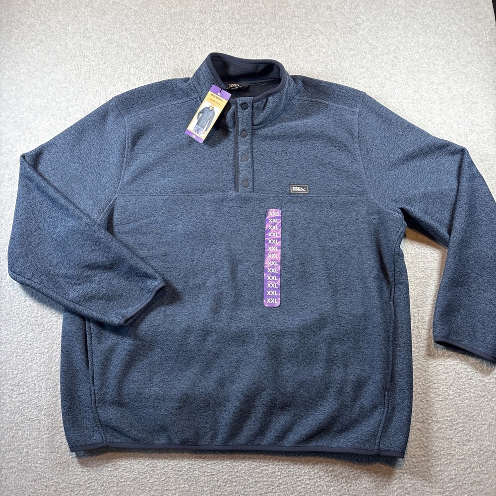 Eddie Bauer Sweater Fleece Men XXL Henley Pullover Mock Neck Hand Pocket NEW!